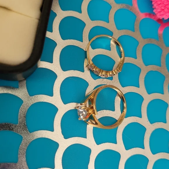 Bridal set 14k solid gold diamonique rings Nwot - Picture 17 of 17